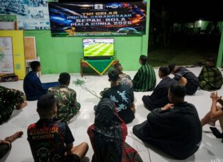 JAJARAN KODIM 0426/TULANG BAWANG GELAR NOBAR PIALA DUNIA 2026, PERERAT KEBERSAMAAN PRAJURIT DAN MASYARAKAT*