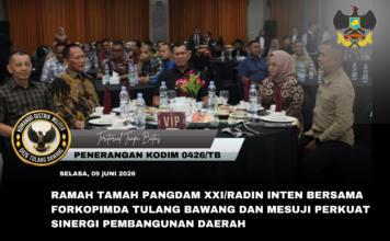 RAMAH TAMAH PANGDAM XXI/RADIN INTEN BERSAMA FORKOPIMDA TULANG BAWANG DAN MESUJI PERKUAT SINERGI PEMBANGUNAN DAERAH
