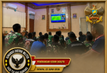 NOBAR PIALA DUNIA 2026 DI AULA KODIM 0426/TULANG BAWANG, BELGIA DAN IRAN BERMAIN IMBANG TANPA GOL