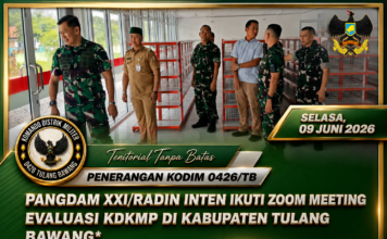 Pangdam XXI/Radin Inten Ikuti Zoom Meeting Evaluasi KDKMP di Kabupaten Tulang Bawang