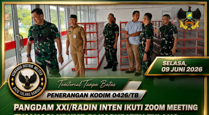 Pangdam XXI/Radin Inten Ikuti Zoom Meeting Evaluasi KDKMP di Kabupaten Tulang Bawang