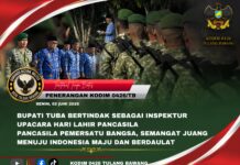 Bupati Tuba Bertindak Sebagai Inspektur Upacara Hari Lahir Pancasila, Pancasila Pemersatu Bangsa, Semangat Juang Menuju Indonesia Maju Berdaulat