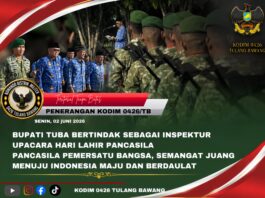 Bupati Tuba Bertindak Sebagai Inspektur Upacara Hari Lahir Pancasila, Pancasila Pemersatu Bangsa, Semangat Juang Menuju Indonesia Maju Berdaulat