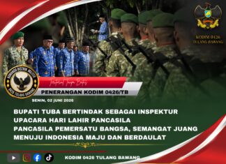 Bupati Tuba Bertindak Sebagai Inspektur Upacara Hari Lahir Pancasila, Pancasila Pemersatu Bangsa, Semangat Juang Menuju Indonesia Maju Berdaulat