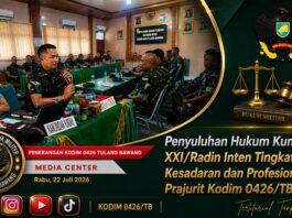 Penyuluhan Hukum Kumdam XXI/Radin Inten Tingkatkan Kesadaran dan Profesionalisme Prajurit Kodim 0426/TB