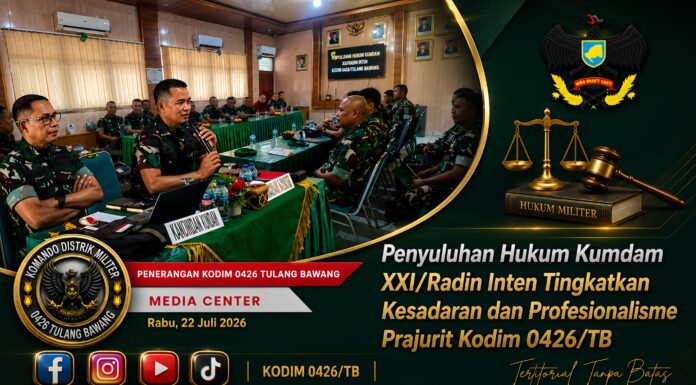 Penyuluhan Hukum Kumdam XXI/Radin Inten Tingkatkan Kesadaran dan Profesionalisme Prajurit Kodim 0426/TB