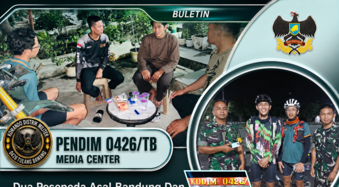 Dua Pesepeda Asal Bandung Dan Kalimantan Selatan Singgah di Kodim 0426/Tulang Bawang, Bawa Semangat Juang Menuju Spanyol