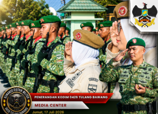 KODIM 0426/TULANG BAWANG GELAR UPACARA BENDERA 17-AN, PERKUAT DISIPLIN DAN JATI DIRI PRAJURIT