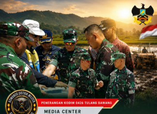 DANREM 043/GATAM TINJAU LOKASI CETAK SAWAH RAKYAT DI KABUPATEN TULANG BAWANG, DUKUNG KETAHANAN PANGAN NASIONAL