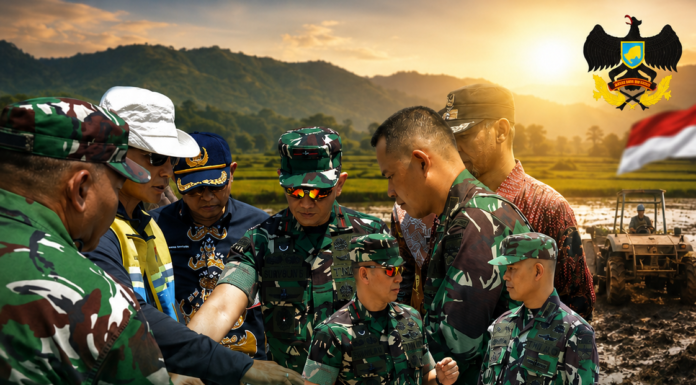 DANREM 043/GATAM TINJAU LOKASI CETAK SAWAH RAKYAT DI KABUPATEN TULANG BAWANG, DUKUNG KETAHANAN PANGAN NASIONAL