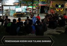 JAJARAN KODIM 0426/TULANG BAWANG GELAR NOBAR PIALA DUNIA 2026 PRANCIS VS MAROKO SERENTAK DI 16 TITIK