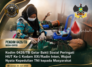 Kodim 0426/TB Gelar Bakti Sosial Peringati HUT Ke-1 Kodam XXI/Radin Inten, Wujud Nyata Kepedulian TNI kepada Masyarakat
