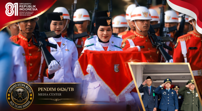 Upacara Penurunan Bendera HUT Ke-81 RI Di Tulang Bawang Berlangsung Khidmat Dan Tertib