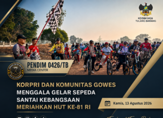 KORPRI DAN KOMUNITAS GOWES MENGGALA GELAR SEPEDA SANTAI KEBANGSAAN MERIAHKAN HUT KE-81 RI