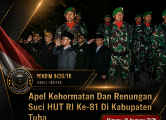 Apel Kehormatan Dan Renungan Suci HUT RI Ke-81 Di Kabupaten Tuba
