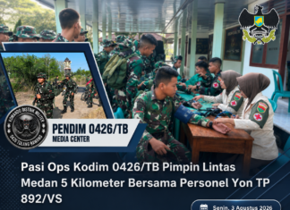 Pasi Ops Kodim 0426/TB Pimpin Lintas Medan 5 Kilometer Bersama Personel Yon TP 892/VS