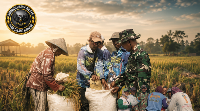 Babinsa Dampingi Petani Panen Padi di Desa Sidang Kurnia Agung