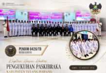 Kapten Hasin Hadiri Pengukuhan Paskibraka Kabupaten Tulang Bawang
