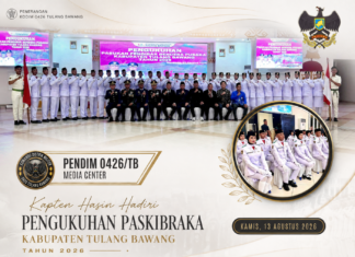 Kapten Hasin Hadiri Pengukuhan Paskibraka Kabupaten Tulang Bawang