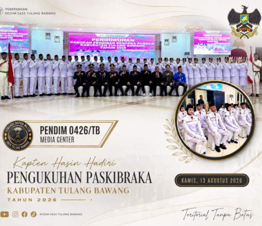 Kapten Hasin Hadiri Pengukuhan Paskibraka Kabupaten Tulang Bawang