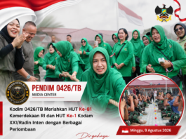 Kodim 0426/TB Meriahkan HUT Ke-81 Kemerdekaan RI dan HUT Ke-1 Kodam XXI/Radin Inten dengan Berbagai Perlombaan