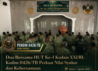 Doa Bersama HUT Ke-1 Kodam XXI/RI, Kodim 0426/TB Perkuat Nilai Syukur dan Kebersamaan