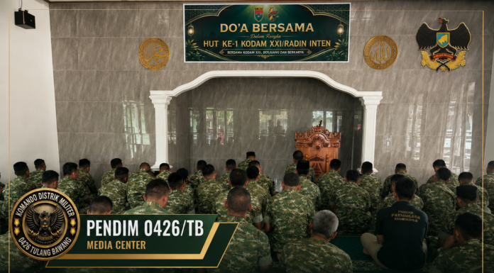 Doa Bersama HUT Ke-1 Kodam XXI/RI, Kodim 0426/TB Perkuat Nilai Syukur dan Kebersamaan
