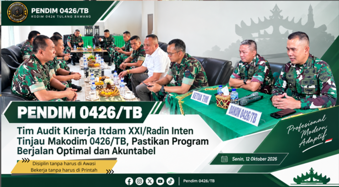 Tim Audit Kinerja Itdam XXI/Radin Inten Tinjau Makodim 0426/TB, Pastikan Program Berjalan Optimal dan Akuntabel