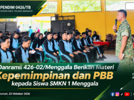 Danramil 426-02/Menggala Berikan Materi Kepemimpinan dan PBB kepada Siswa SMKN 1 Menggala