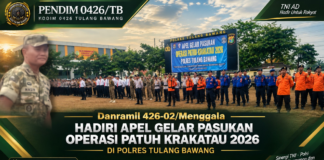 Danramil 426-02/Menggala Hadiri Apel Gelar Pasukan Operasi Patuh Krakatau 2026 di Polres Tulang Bawang