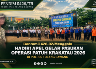 Danramil 426-02/Menggala Hadiri Apel Gelar Pasukan Operasi Patuh Krakatau 2026 di Polres Tulang Bawang