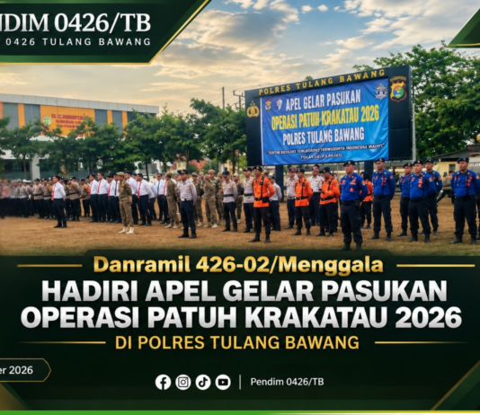 Danramil 426-02/Menggala Hadiri Apel Gelar Pasukan Operasi Patuh Krakatau 2026 di Polres Tulang Bawang