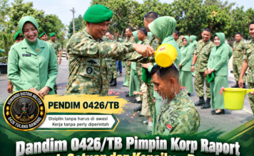 Dandim 0426/TB Pimpin Korp Raport Masuk Satuan dan Kenaikan Pangkat Prajurit