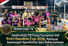 Dandim 0426/TB Tutup Turnamen Voli Putri Dandim Cup 2026, Semarakkan HUT ke-81 TNI